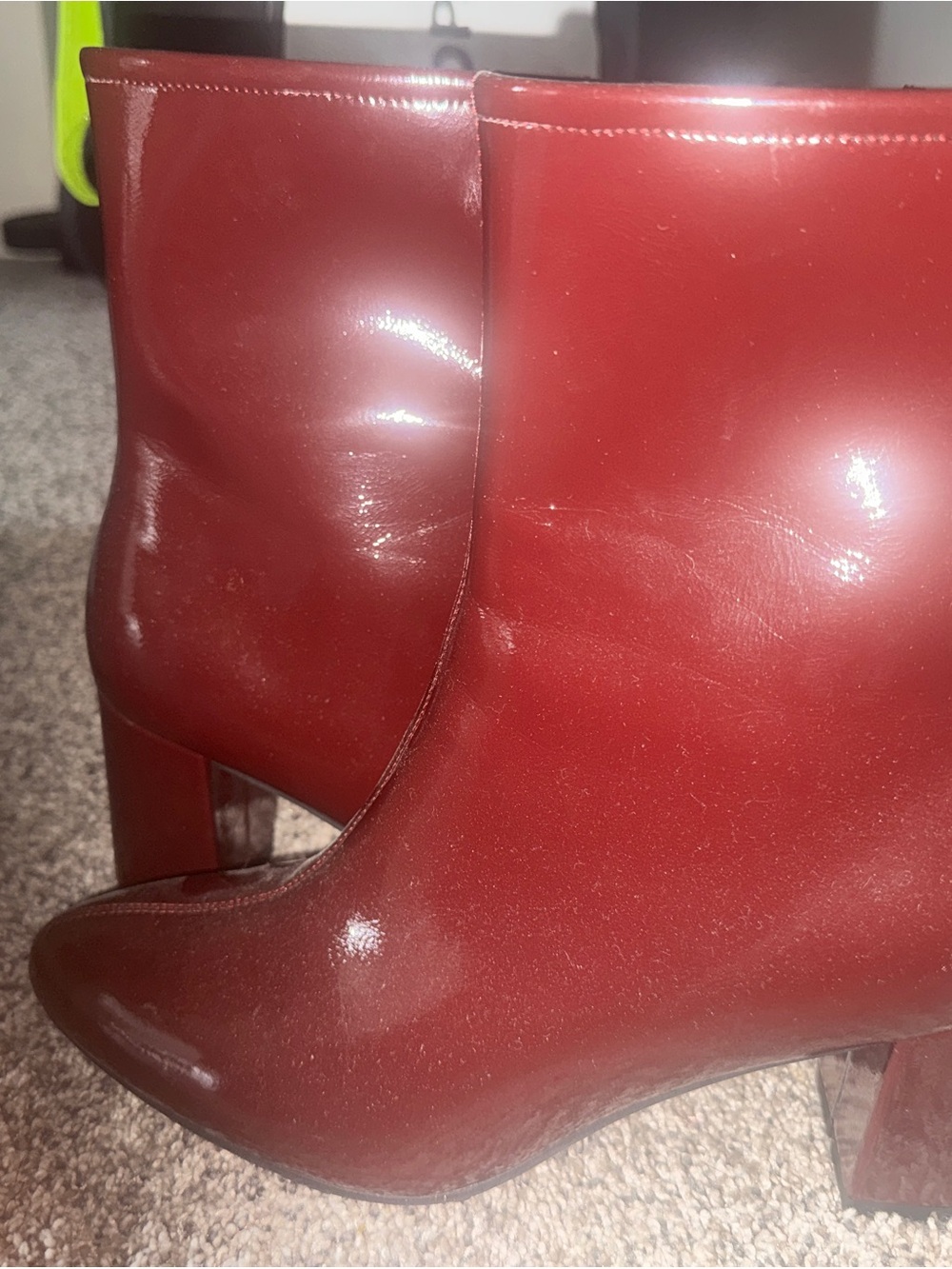 AEROSOLES Red Patent Ankle Booties with Block Heel